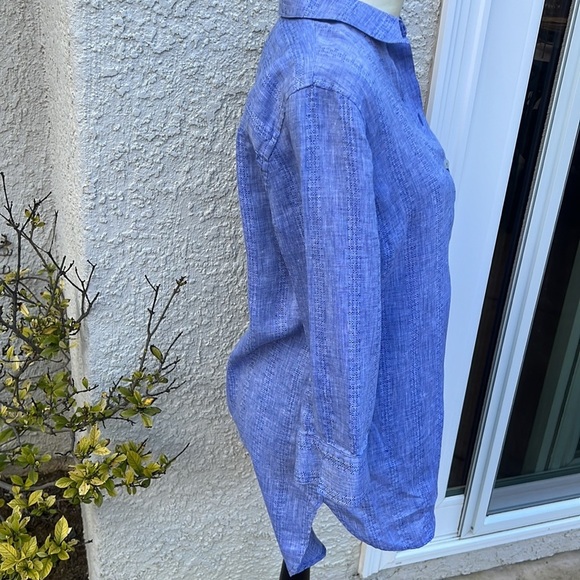 Chico's Chambray Linen Button up Tunic Top Women's Size 0/XS//4-6 - Picture 3 of 9